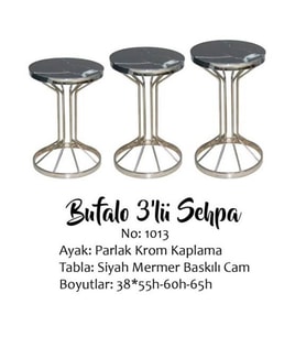 Brc zigon 13381 Bufalo Model Siyah Mermer Temper cam GÜMÜŞ Kaplama Metal Ayak 