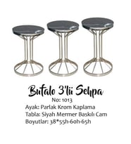Brc zigon 13381 Bufalo Model Siyah Mermer Temper cam GÜMÜŞ Kaplama Metal Ayak 