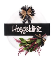 35cm Kapı Süsü Hoşgeldinizi Yazılı Kuru Çiçekli (STD)