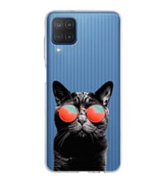 PrintiFy Samsung Galaxy M12 ile Uyumlu 1mm Slim Fit Kedi 3 050d Baskılı Şeffaf  Kılıf