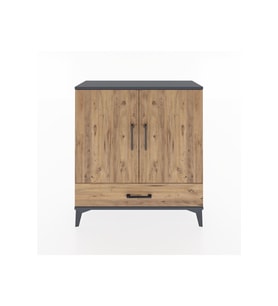 Arges Şifonyer 3 Raflı Tek Çekmeceli 2 Kapaklı 88x30x96 Antrasit-Çam