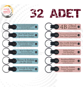 Gök Mavi & Y Ağzı, 32’li Set, İsim Ve Tarihli Deri Hediyelik, Ahşap İşleme Atölyesi Katılımcılarına