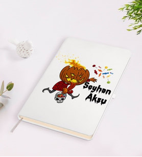 BK Gift Kişiye Özel Happy Halloween Tasarımlı Beyaz Defter-12