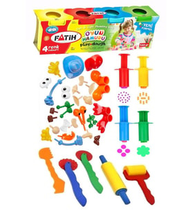 Oyun Hamuru 4 Renk Fatih Oyuncak Merdane Silindir Kesici Şekiller Kalıp Enjektör Seti 1 Paket Okul Öncesi Kreş Anasınıfı Etkinlik  (Çok Renkli)