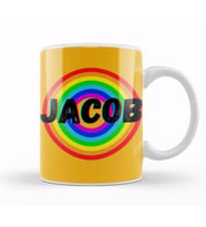 Jacob Name personalized Custom Vintage Retro Rainbow Design Gift Baby Gift For Him Kupa Bardak Porselen