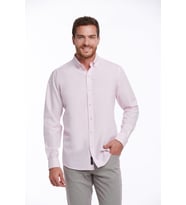 Hatemoğlu Pembe Comfort Fit %100 Pamuk Uzun Kollu Basic Gömlek