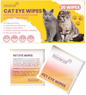 British Shorthair ve Scottish Fold Kedi Göz Temizleme Mendilleri - Tek Kullanımlık, Hassas Gözyaşı Lekesi Temizleyici, Parfümsüz, Yumuşak - 20 Adet