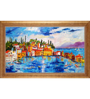 Çerçeveli Paspartulu Manzara Tablo bm0796 (Gold)