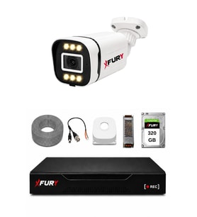 FURY 1 Kameralı 5MP Lens 1080P 6 Warm LED Renkli Gece Görüşlü Güvenlik Kamera Sistemi 320GB 1606