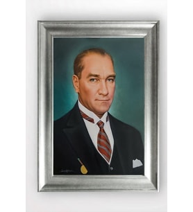 Gümüş Çerçeveli Atatürk Tablo cv1107