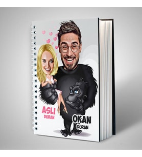 Goril ve Sevgilisi Karikatürlü Sevgili Defteri