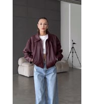 Prifaldi BELİZE Oversize Bomber Belden Lastikli Deri Ceket Bordo