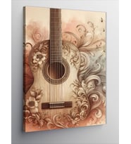 Kanvas Tablo Desenli Gitar
