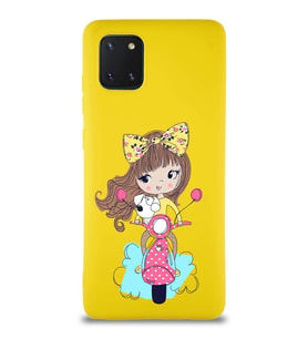 Samsung Galaxy A81 Soft Premier Kapak Vespagirl Tasarımlı Silikon Kılıf - Sarı (Şeffaf)