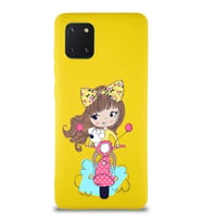 Samsung Galaxy A81 Soft Premier Kapak Vespagirl Tasarımlı Silikon Kılıf - Sarı (Şeffaf)