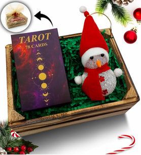 Mini Kasa İçerisinde Kardan Adam & Tarot Kartları Hediye Seti