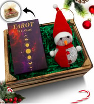 Mini Kasa İçerisinde Kardan Adam & Tarot Kartları Hediye Seti