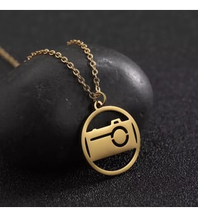 Kişiye Özel 925 Ayar Gümüş Kamera Kolye (Gold)