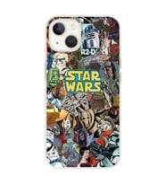 Iphone 14 Plus Uyumlu Star Wars Kolaj Tasarımlı Şeffaf Telefon Kılıfı