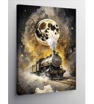 Kanvas Tablo Dolunay Ve Retro Tren