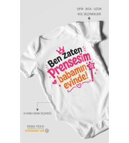 Ben zaten prensesim babamın evinde! Kısa Kollu Bebek Body %100 Pamuk
