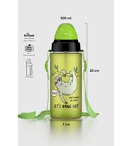 Renga Sonic Air Desenli 500 ml Askılı Pipetli Mat Tritan Çocuk Matara 912119 Pembe (Yeşil)
