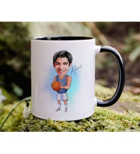Bk Gift Kişiye Özel Basketbol Karikatürlü Siyah Kupa Bardak-6, Sevgiliye Hediye, Arkadaşa Hediye