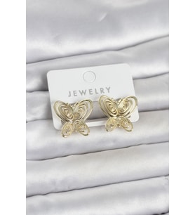 Füsun Küpesi Model Gold Renk Kelebek Model Pirinç Kadın Küpe 5886 - HPSBYI1630-7411