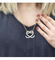 Vav Gold Kaplama 925 Ayar Zirkon Taşlı Gümüş Kolye (Karışık)