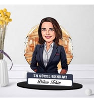 Kişiye Özel Kadın Bankacıya Hediye Karikatürlü Biblo