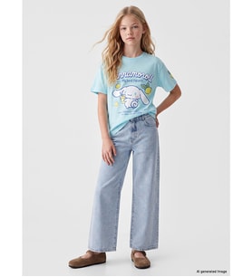LCW Kids Mavi Wideleg Taşlı Kız Çocuk Jean Pantolon