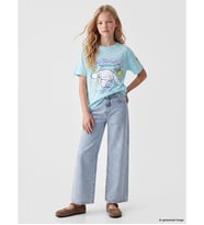 LCW Kids Mavi Wideleg Taşlı Kız Çocuk Jean Pantolon