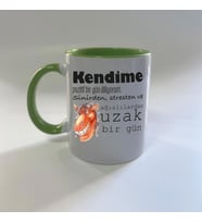 Kendime Pozitif Bir Gün Diliyorum Baskılı Yeşil Mega Kupa