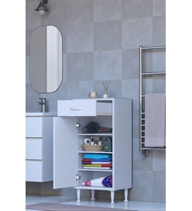 Eliusta Rose 35 cm Beyaz 1 Çekmeceli Banyo Mutfak Dolabı 4 Bölmeli 3 Raflı Çok Amaçlı Dolap 35x88x32,5 cm