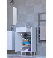 Eliusta Rose 35 cm Beyaz 1 Çekmeceli Banyo Mutfak Dolabı 4 Bölmeli 3 Raflı Çok Amaçlı Dolap 35x88x32,5 cm