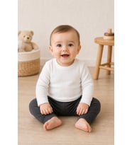 Unisex Uzun Kollu Pamuklu Bady 3-9 Ay - BEYAZ / 3 AY