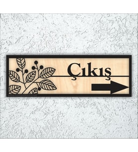 10X20 Cm Çıkış Sağ Yazılı Ahşap Yönlendirme Levhası