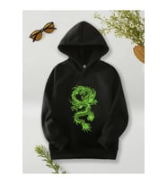 Çocuk Yeşil Ejderha Baskılı Tasarım Sweatshirt (Siyah)