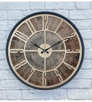 Markakanvas Siyah Metal Kasalı Eski Dünya Haritalı Duvar Saati  (Çap 50 cm - 80 cm ) (Altın)