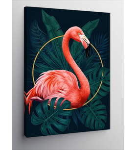 Kanvas Tablo Tropikal Flamingo Çizimi