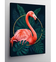 Kanvas Tablo Tropikal Flamingo Çizimi