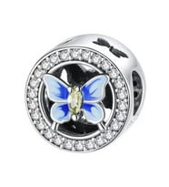 Nur Silver Göz Kamaştırıcı Mavi Kelebek Gümüş Charm NUR-CM00356