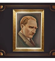 Özel Seri Paspartulu Çerçeveli Atatürk Tablo l83 (Gold)