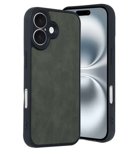 iPhone 16 Kılıf Aras Deri Kapak - Koyu Yeşil