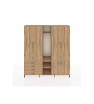 Hyperion Gardrop 14 Raflı 4 Çekmeceli Tek Askılı 220x44x243 Çam-Çam/Çam
