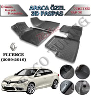 Rizline Renault Fluence 2009-2016 3D Havuzlu Paspas (Siyah - Beyaz)