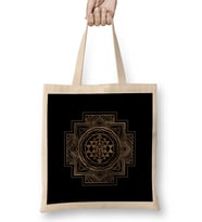 Sri Yantra Sri Chakra in Golden Lotus Bez Çanta Uzun Saplı
