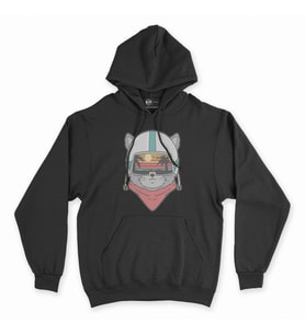 Astronot Kedi Tatilde Siyah Kapşonlu Sweatshirt Hoddie