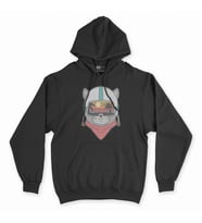 Astronot Kedi Tatilde Siyah Kapşonlu Sweatshirt Hoddie