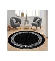 Eliana Home Baskılı, Yıkanabilir Kaymaz Taban Yuvarlak Halı LNA7311-SD1079 120x120 cm (Siyah)